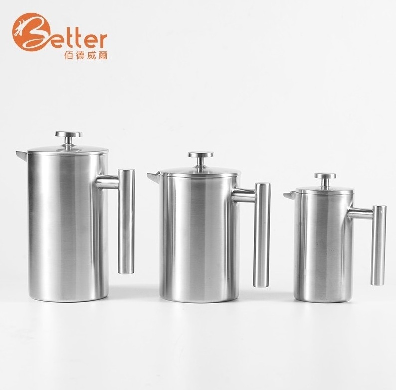 High Quality Double Wall Stainless Steel French Press Coffee and Tea Maker