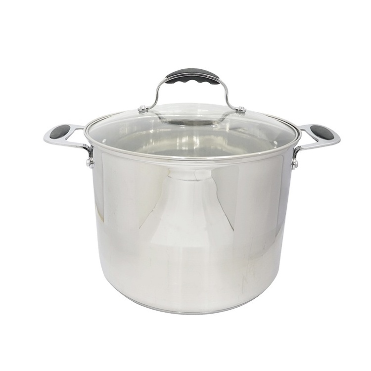 Durability Mirror polished 18/10 stainless steel stock pot with glass lid