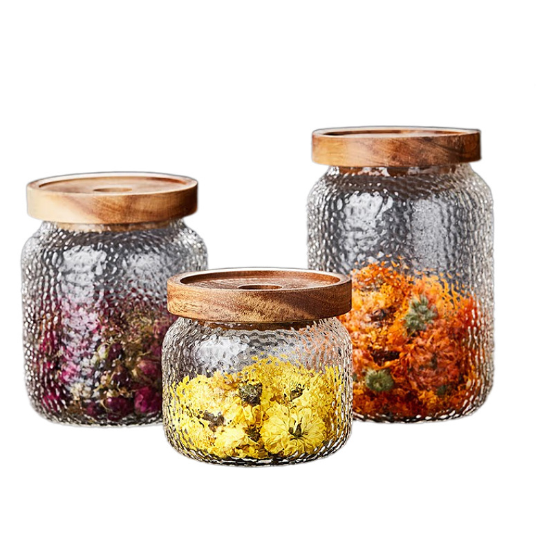 High Borosicilate  Glass jar   Glass food canister  Air Tight Glass with Bamboo lid