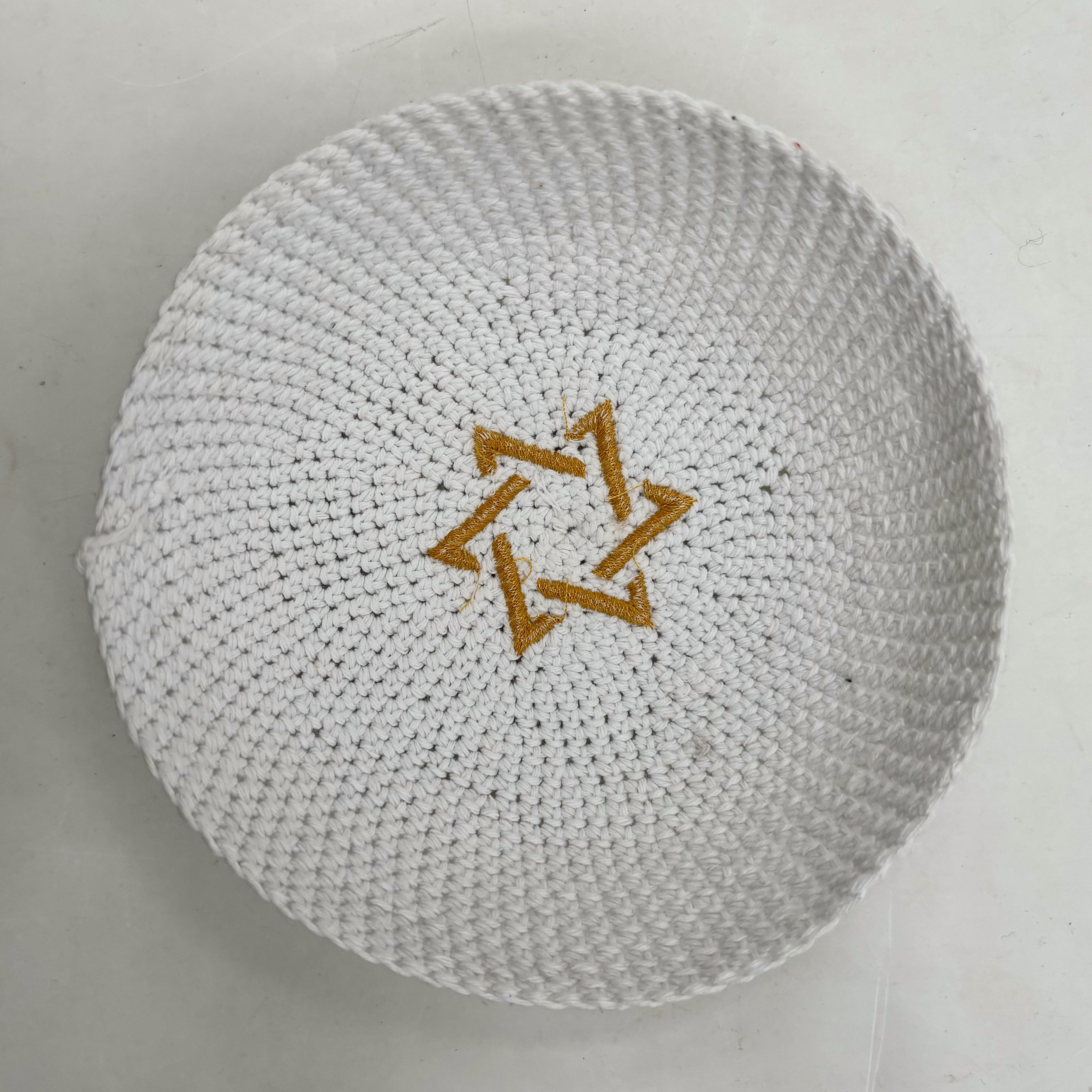 White Crochet Kippah Hat w emb. LOGO for Adults Men Boys Kids 100%Cotton kippah hat kippah knitted