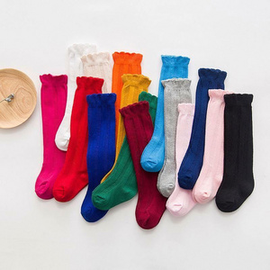 BD-S115 Baby Girls Boys Kids Ruffled Stockings Candy Colorful Lace Tube Meias Soft Warm Cotton Uniform Knee High Socks