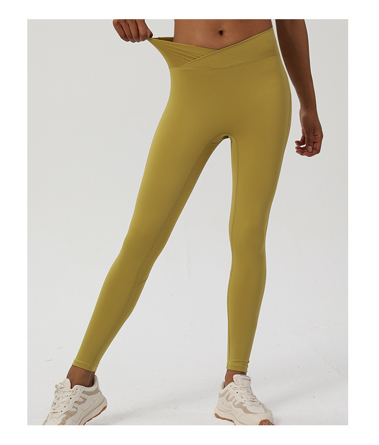 Wholesale  Hot Sell Yoga Pants Gym Fitness Cross V Waisted No Camel Toe Leggings For Women High Quality