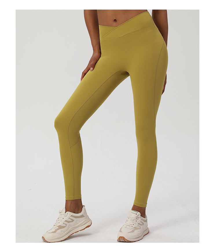 Wholesale  Hot Sell Yoga Pants Gym Fitness Cross V Waisted No Camel Toe Leggings For Women High Quality