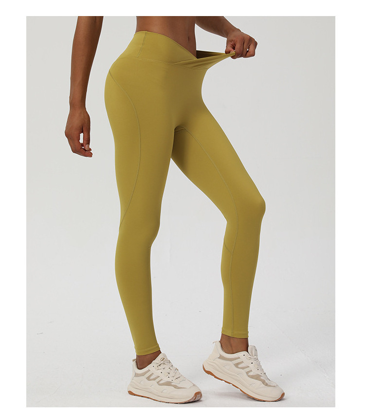 Wholesale  Hot Sell Yoga Pants Gym Fitness Cross V Waisted No Camel Toe Leggings For Women High Quality