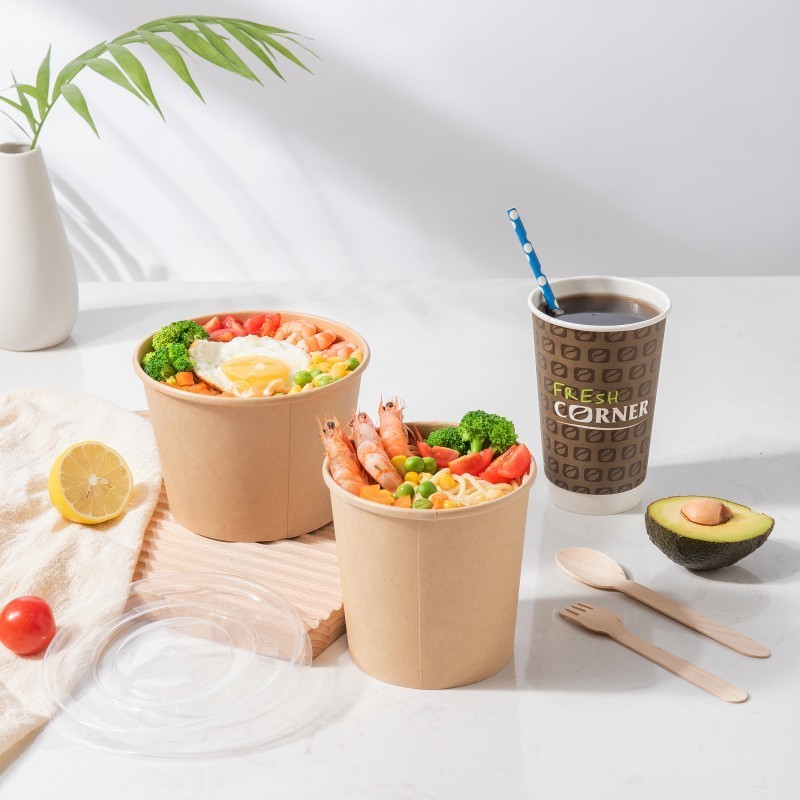 Custom High Quality paper kraft bowl 1700 paper plates & bowls biodegradable paper bowl takeaway