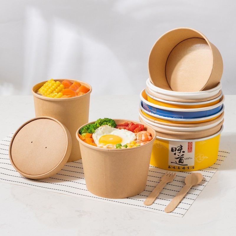 Custom High Quality paper kraft bowl 1700 paper plates & bowls biodegradable paper bowl takeaway