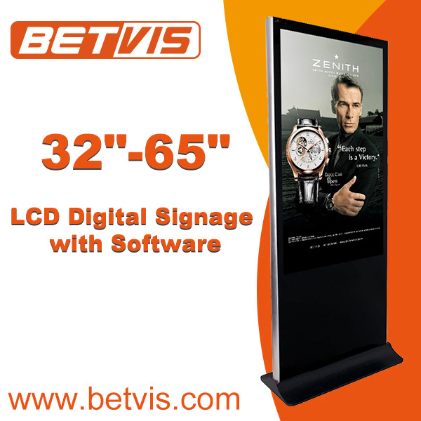 Indoor Free Standing 55 Inch LCD Displaying Information Advertising Totem Kiosk with Free Management Software