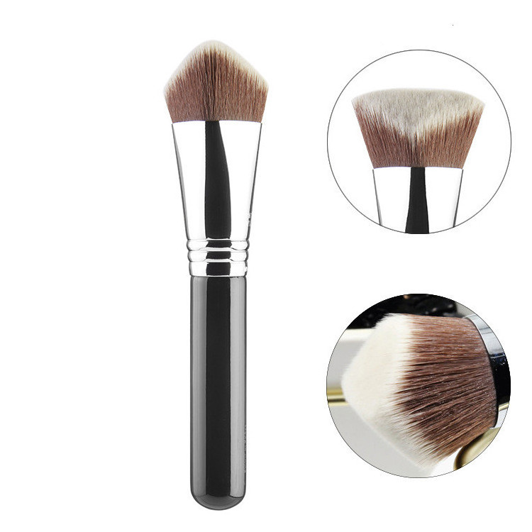 1pc Black Kabuki BB Liquid Lotion Flat Thick Makeup Brush Private Label Professional Make Up Flawless Foundation Brush With Logo