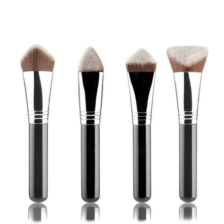 1pc Black Kabuki BB Liquid Lotion Flat Thick Makeup Brush Private Label Professional Make Up Flawless Foundation Brush With Logo