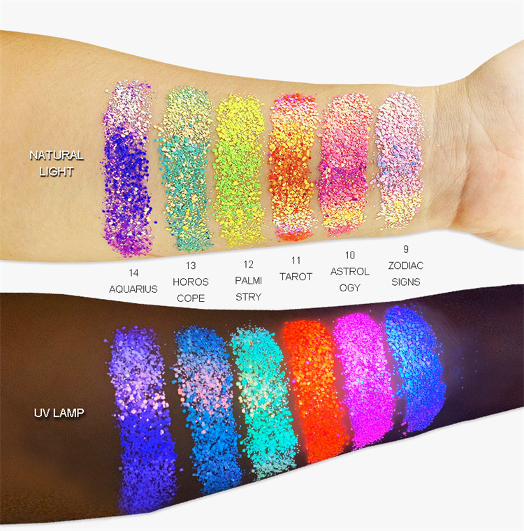 Halloween Makeup Eco Friendly Liquid Glitter Glue Wholesale Party Holographic Face Body Reflective Chunky Glitter Gel Eyeshadow