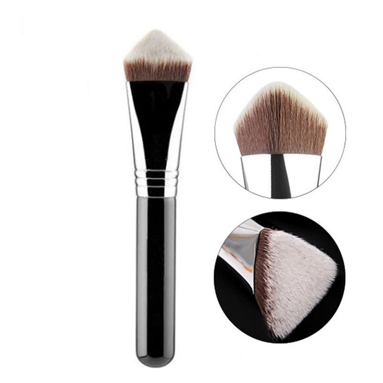 1pc Black Kabuki BB Liquid Lotion Flat Thick Makeup Brush Private Label Professional Make Up Flawless Foundation Brush With Logo