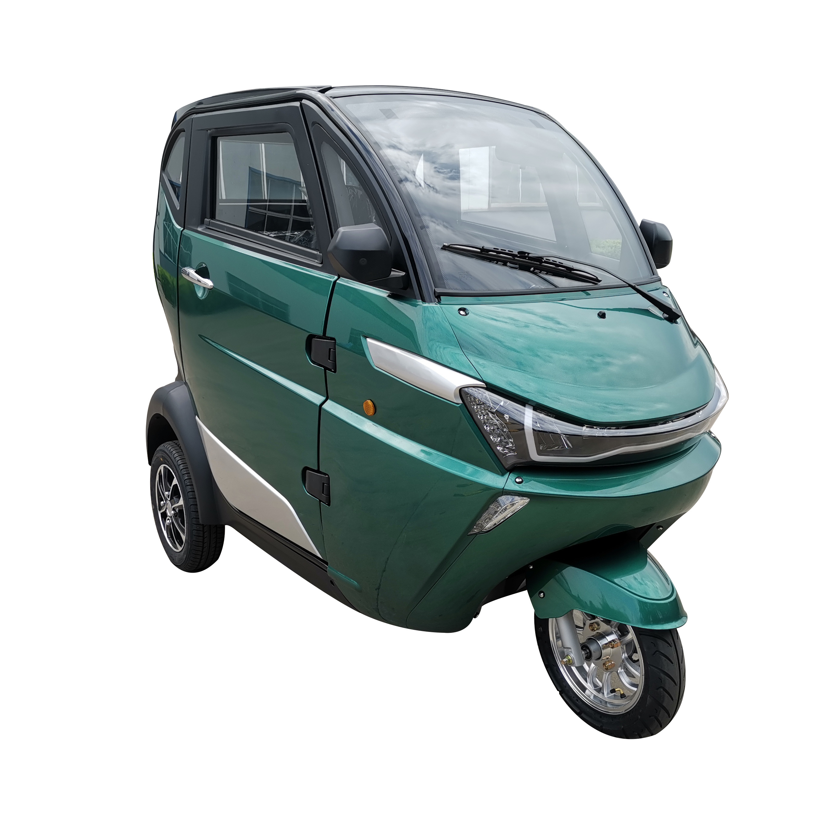 Electric bike fully enclosed cabin car 3 wheels 2 seats for city commute e-car