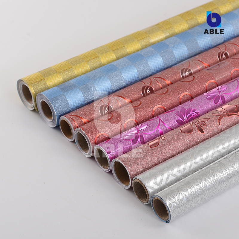 Manufacturer high Quality shinning glitter sticker roll  Self Adhesive Contact Paper Rolls PP adhesive decoration film