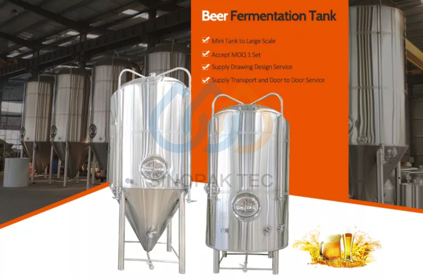 SinoPak Stainless steel Beer fermenter 200L 500L 1200L 2000L fermenting tank Beer Brewing Equipment Beer equipment In Argentina