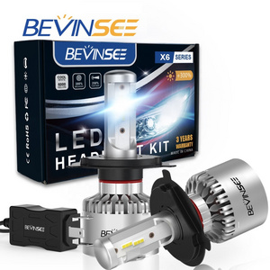 Bevinsee 2x Hot sell X6 led lights 5 sides LED headlight 6000K 8000LM CSP Headlights bulb Bombilla Led H4 LED Light Bulbs