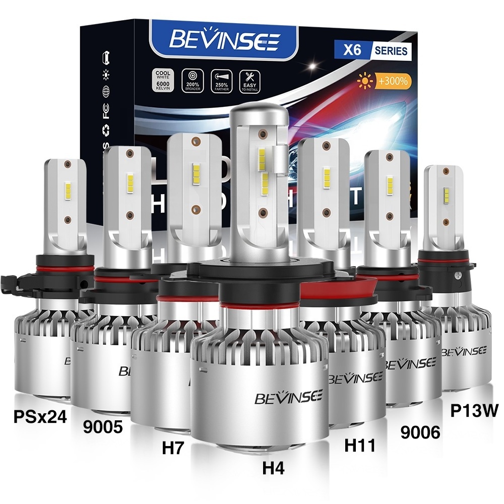 Bevinsee Focos Led Lampadas 9012 Faros Headlamps H4 Car Bulbs 60W 8000LM H11 H7 Luc LED Headlight Bulb #70100CHL-X6