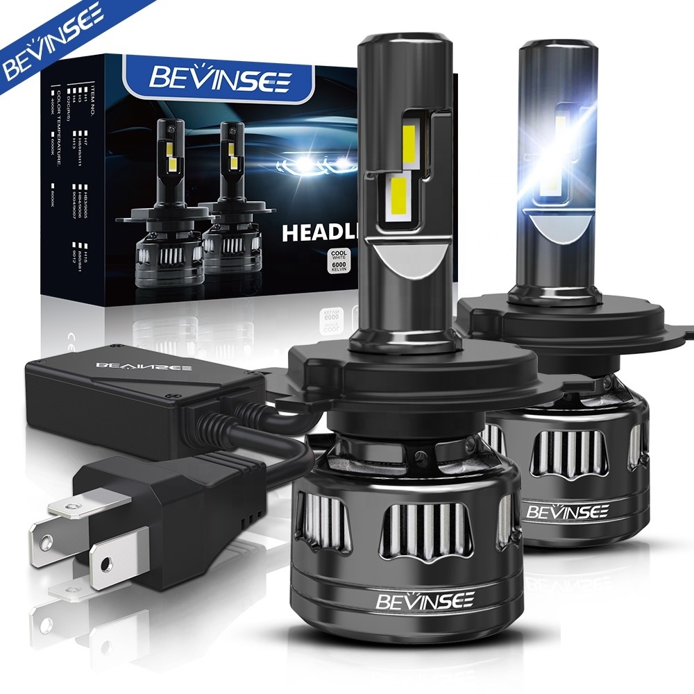 Bevinsee Hi/Low Beam 120W White H4 9003 LED Headlight Bulbs For Subaru Forester 1998-2005