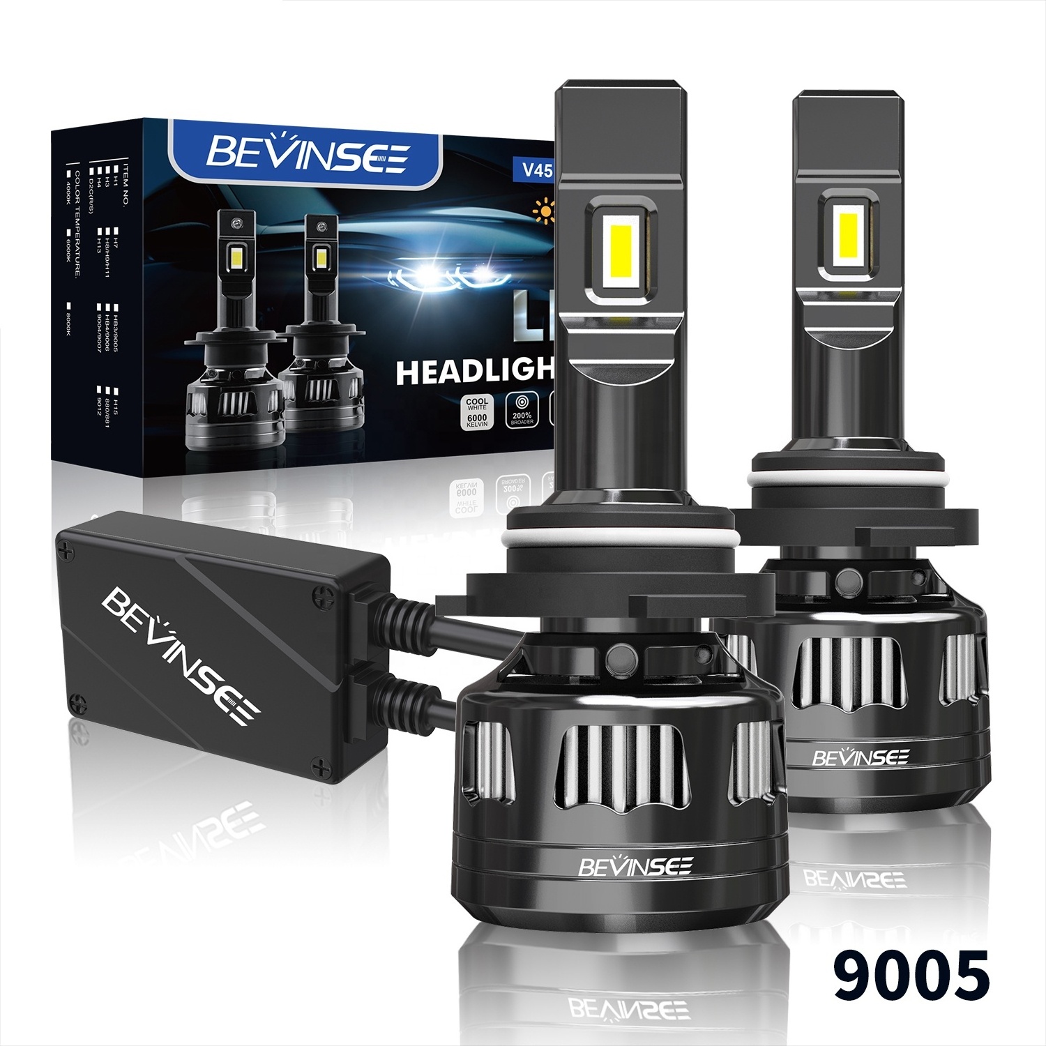 Bevinsee Hot Sell 9005 Led Lights 6000LM 8000LM 15000LM 22000 LM High Low Beam Kit LED Headlight Bulb