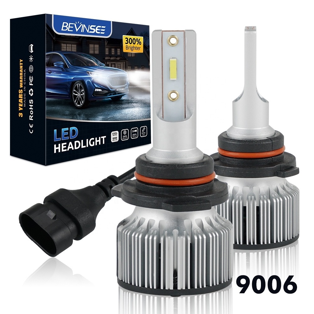 Bevinsee Super Bright Auto Lights Bulbs 12v 6000k 6500k LED Bulbs 9006 LED Headlight Bulb For Car Motorcycle