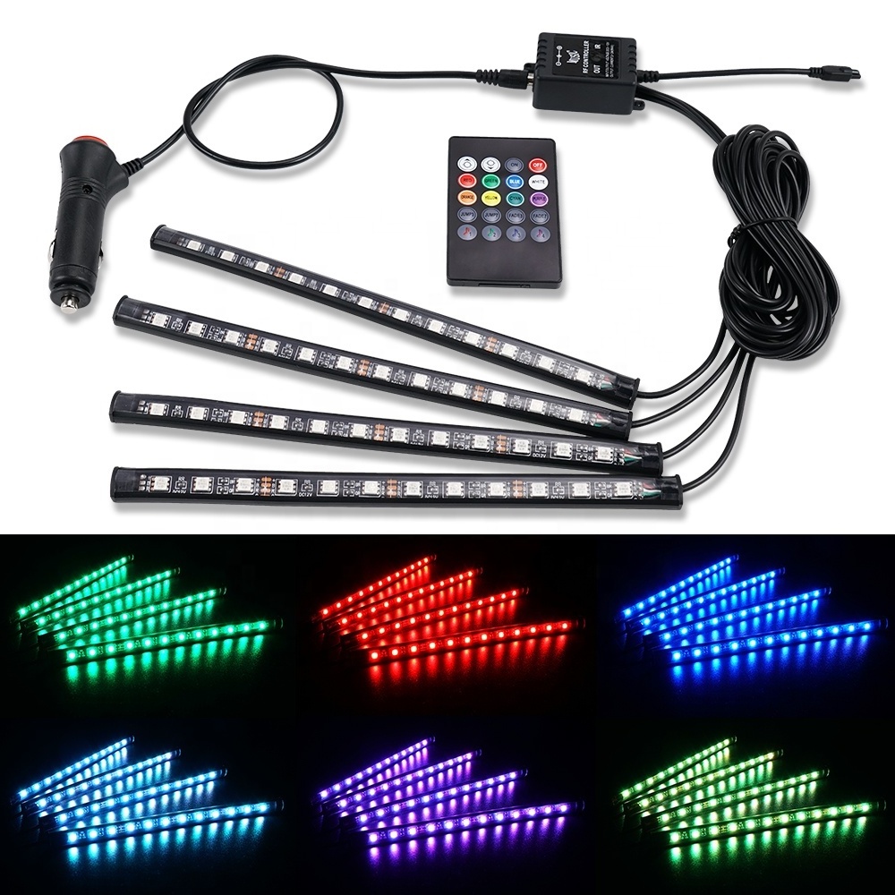 Bevinsee 4x RGB LED Auto Interior Strip Lamp Atmosphere Lights For Audi A1 A2 A3 A4 A5 A6 Q5 TT