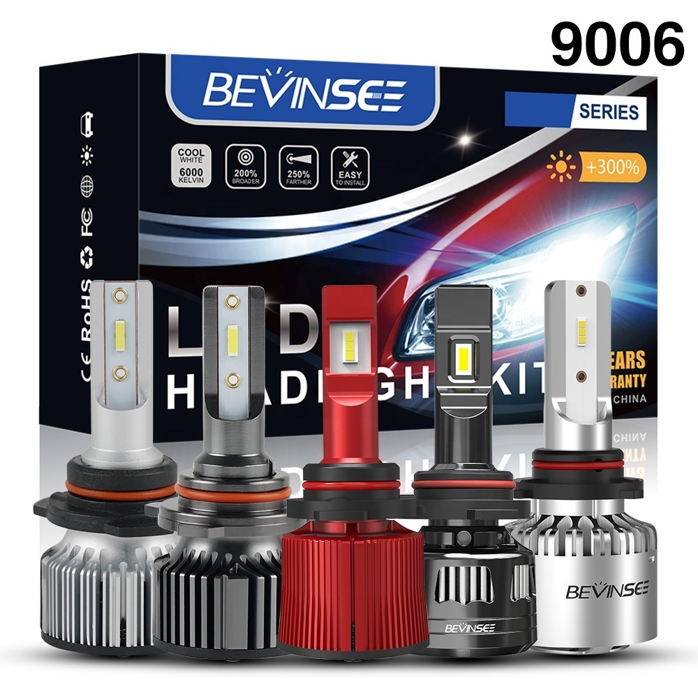 Bevinsee Super Bright Auto Lights Bulbs 12v 6000k 6500k LED Bulbs 9006 LED Headlight Bulb For Car Motorcycle