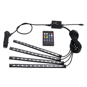 Bevinsee 4x RGB LED Auto Interior Strip Lamp Atmosphere Lights For Audi A1 A2 A3 A4 A5 A6 Q5 TT