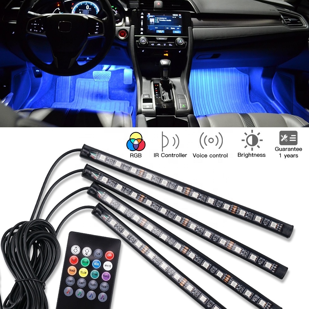 Bevinsee 4x RGB LED Auto Interior Strip Lamp Atmosphere Lights For Audi A1 A2 A3 A4 A5 A6 Q5 TT