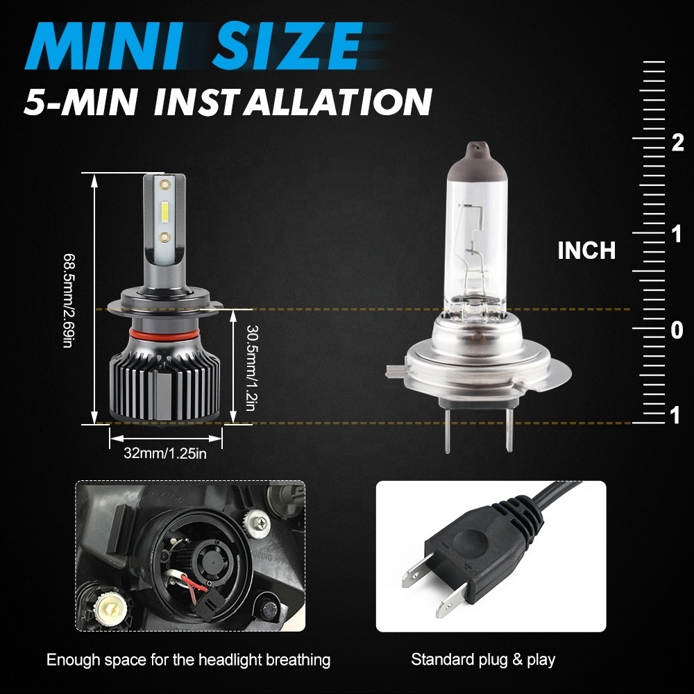 Bevinsee Led Lampada Faros Auto Lighting System Bombillos Led H7 CSP Headlamps Luces Auto High Power Led Headlight