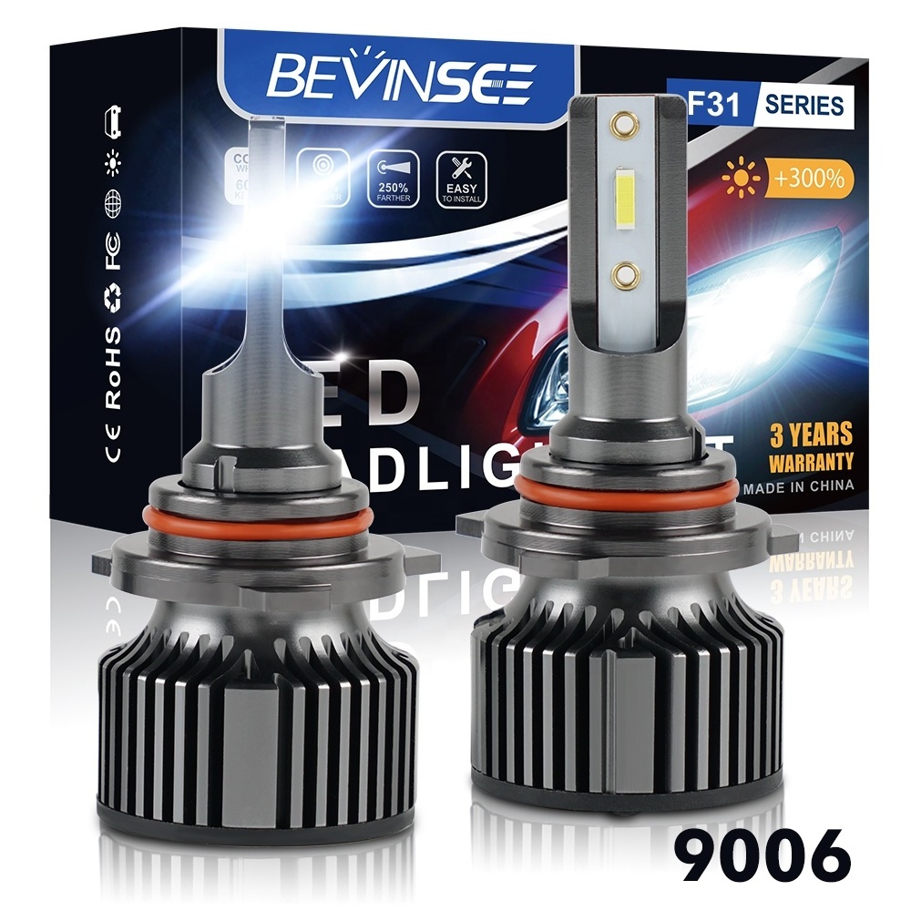 Bevinsee Super Bright Auto Lights Bulbs 12v 6000k 6500k LED Bulbs 9006 LED Headlight Bulb For Car Motorcycle