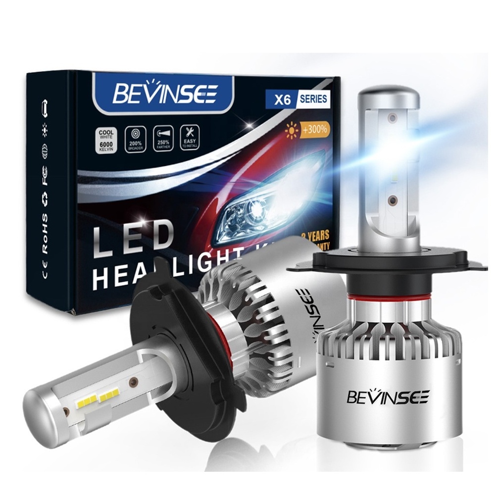 Bevinsee 2x 8000LM 9003 H4 LED Headlight Bulbs Auto H4 Lamp For Jeep Compass MK49 2006-2009 2010 Renegade 2014-2018 2019