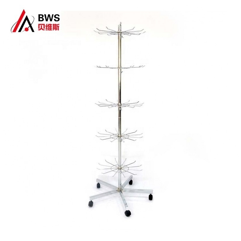 5 Tier Adjustable Metal Floor Stand Hat Scarf Tie Display Rack