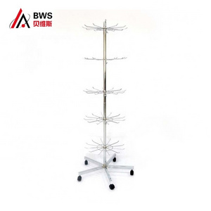 5 Tier Adjustable Metal Floor Stand Hat Scarf Tie Display Rack