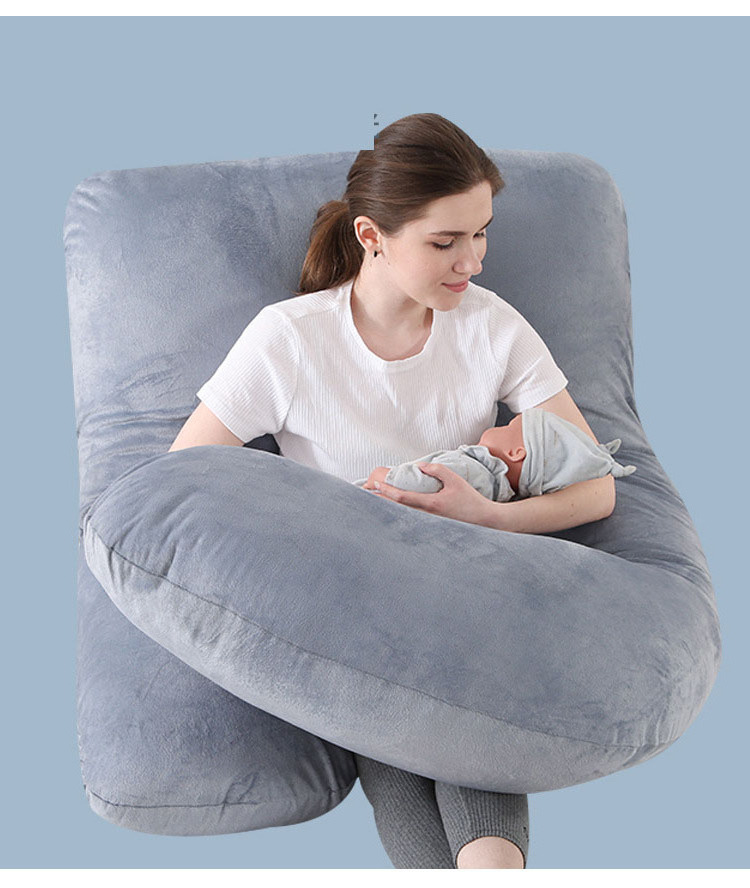 J-type pregnant woman pillow crystal velvet  detachable foldable washing support abdominal pillow  pregnant mother throw pillow