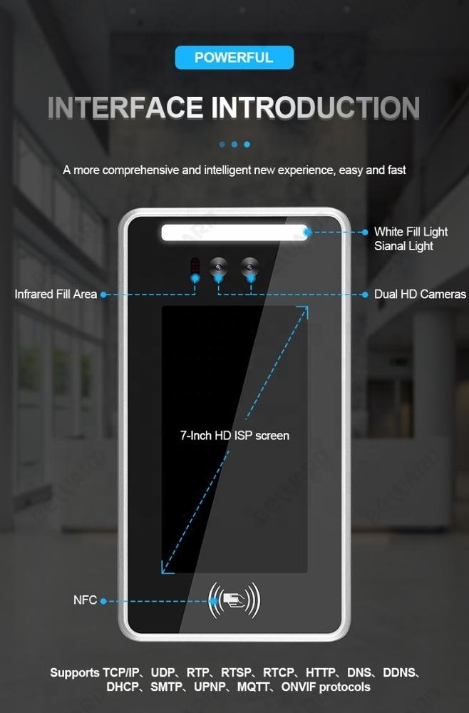 24 000 Face capacity MQTT Protocol Free Software facial recognition device door entry access control system