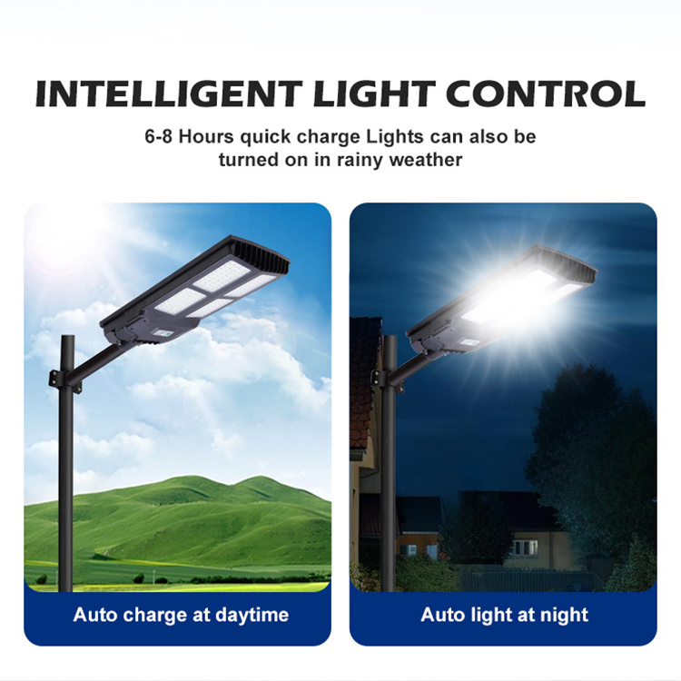 Replacement High Quality Commercial Outdoor IP65 Waterproof ABS 200w 300w Integrated All In One Led Solar Street Light