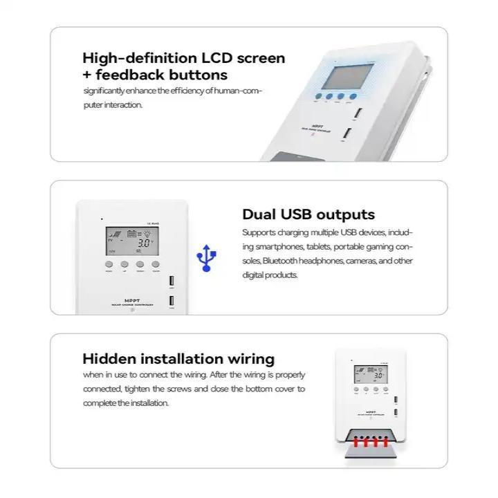 30A 40A 60A 48V 24V 12V Solar Charge Controller Mppt Solar Regulator High Voltage 150V