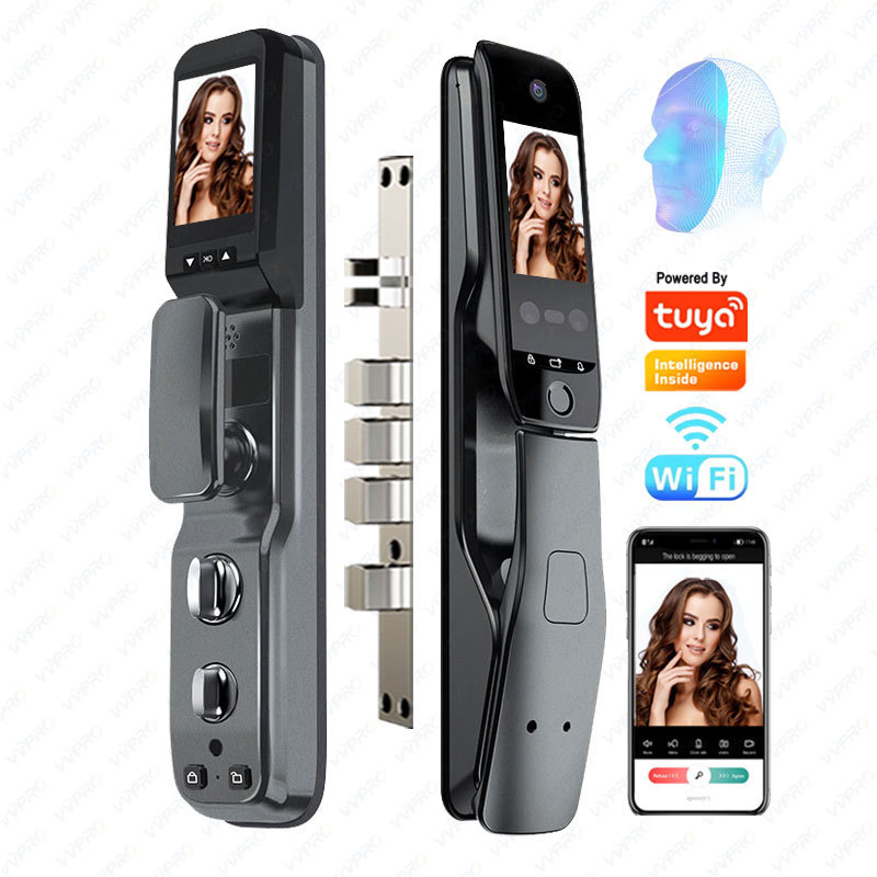 VVPRO Tuya Wifi Dual screen voice and video intercom Doorbell Screen Smart Fingerprint Face Recognition Camera Smart Door Lock