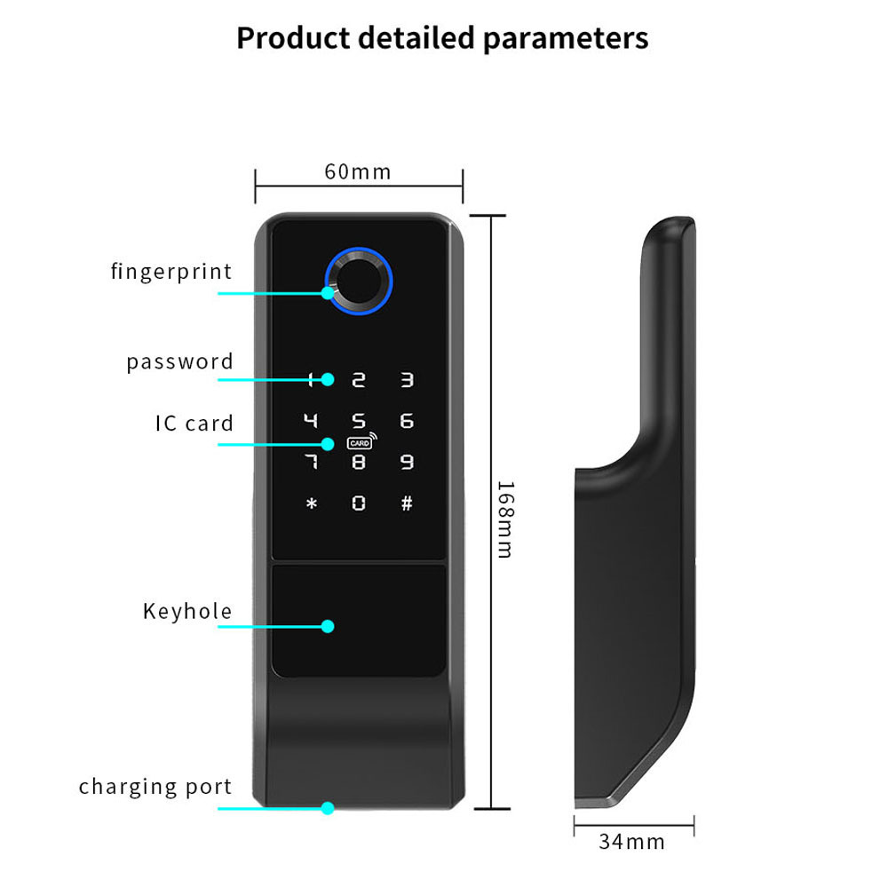 WiFi Tuya Smart Digital Fingerprint Rim Locks For Outdoor Gate Entrance Door Metal Door