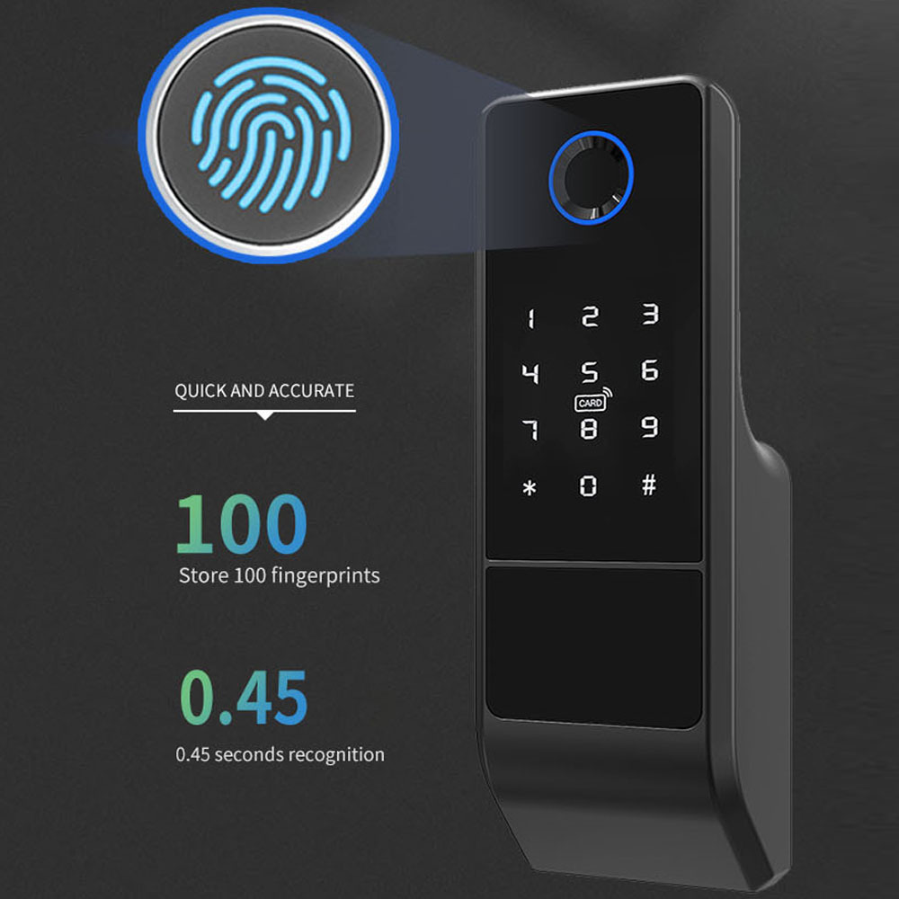 WiFi Tuya Smart Digital Fingerprint Rim Locks For Outdoor Gate Entrance Door Metal Door