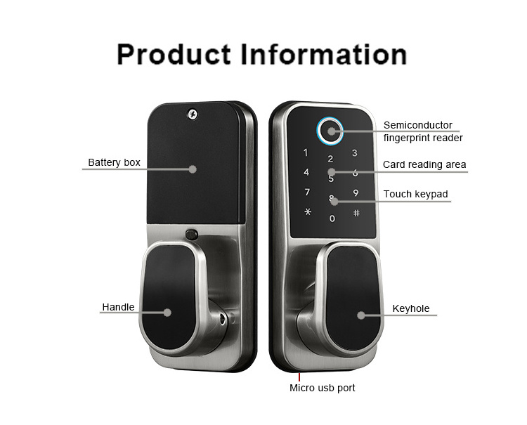 Zinc Alloy Security Keyless Digital Lock Electronic TTlock Fingerprint Smart door lock for Home Airbnb Apartment