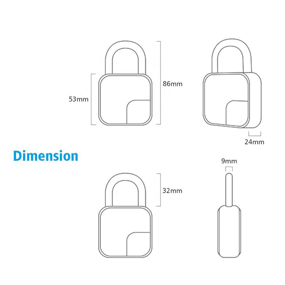 TUYA APP 2022 Hot Sale Intelligent Digital APP Alarm Biometric Smart Fingerprint Pad lock