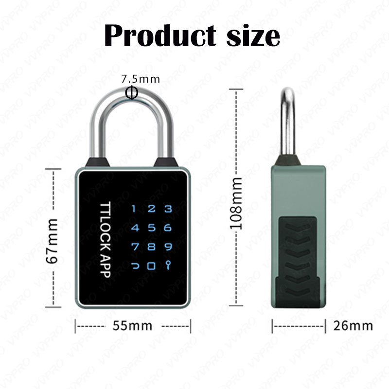 Security Combination NFC Padlock Ttlock App Padlocks and Keys in Bulk Smart Padlock T55C