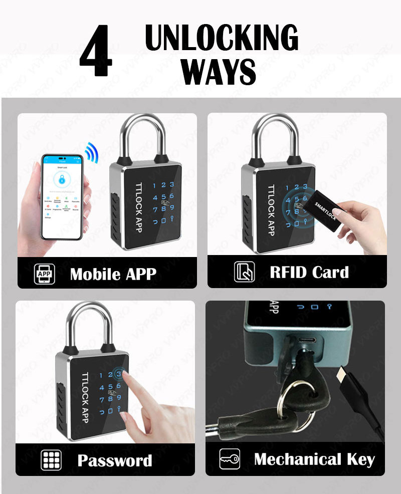 Security Combination NFC Padlock Ttlock App Padlocks and Keys in Bulk Smart Padlock T55C