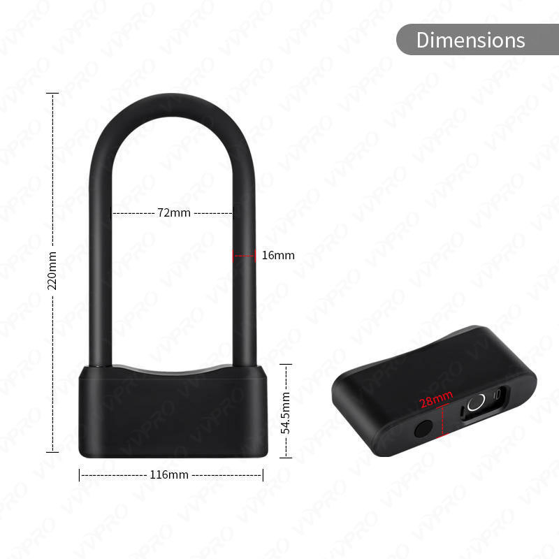 tuya High safety u-shape biological fingerprint waterproof cable smart bike bicycle lock with smart locks for motorcycle D001D