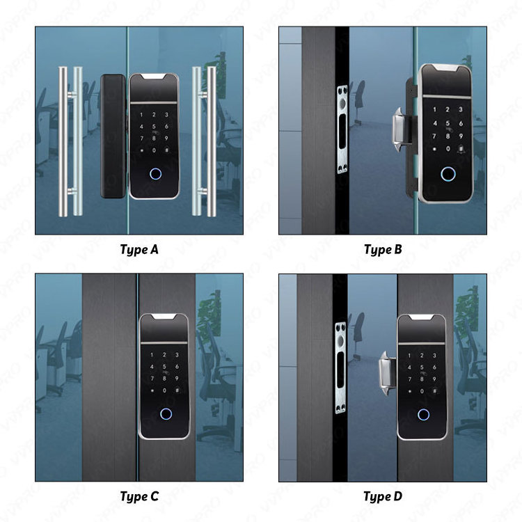 TTLock APP High Quality Intelligent RFID Pin Electronic Smart biometric smart fingerprint swing office glass door lock