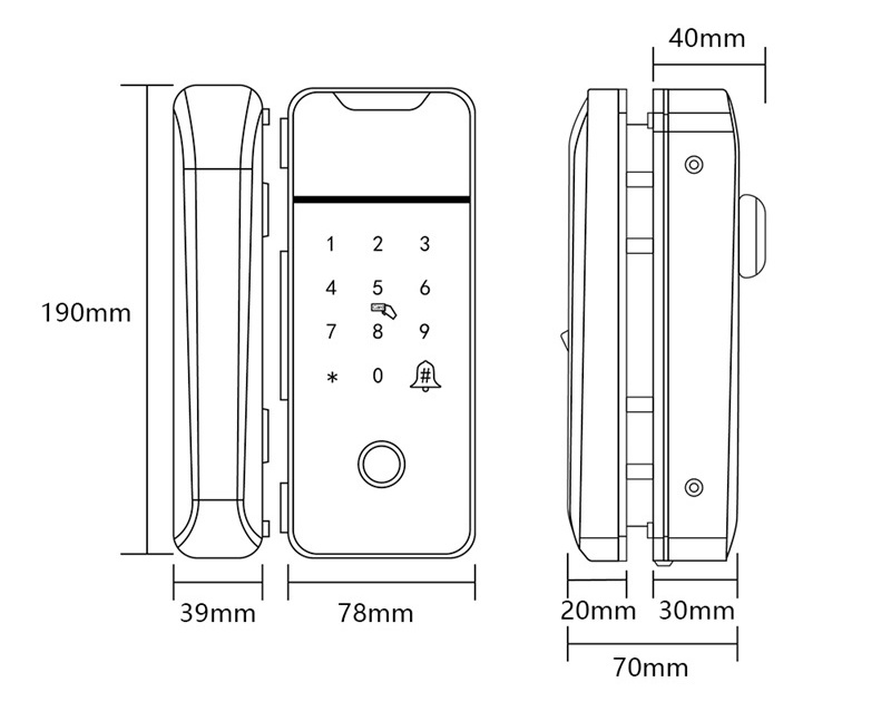 TTLock APP High Quality Intelligent RFID Pin Electronic Smart biometric smart fingerprint swing office glass door lock