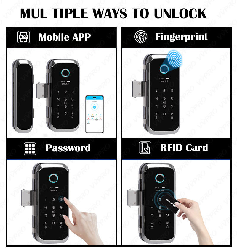 TTLock APP Intelligent RFID Pin Electronic Smart biometric smart fingerprint swing glass door lock for office