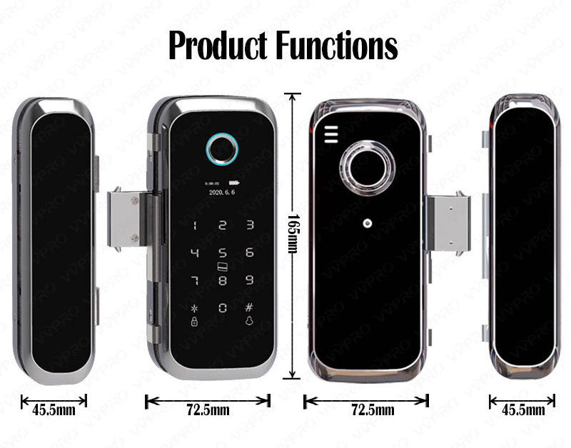 TTLock APP Intelligent RFID Pin Electronic Smart biometric smart fingerprint swing glass door lock for office