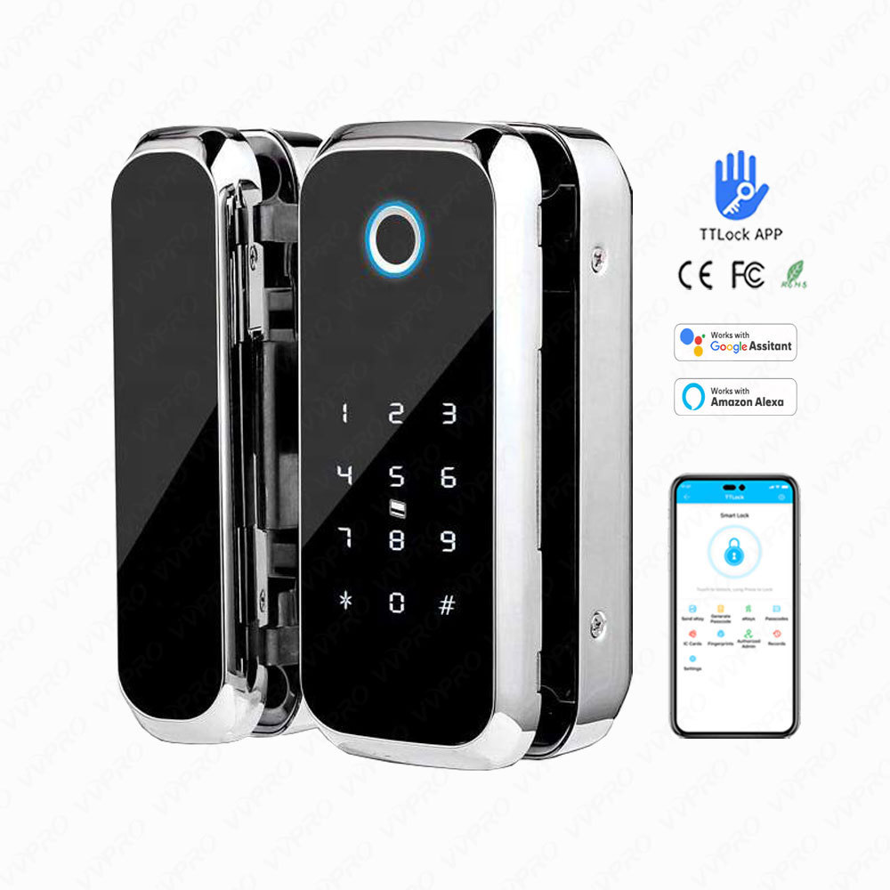 TTLock APP Intelligent RFID Pin Electronic Smart biometric smart fingerprint swing glass door lock for office