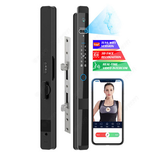 3D Face Recognition Tuya Wifi Real Time Video Intercom Aluminum Sliding Ip66 Waterproof Fingerprint Digital Key Smart Door Lock